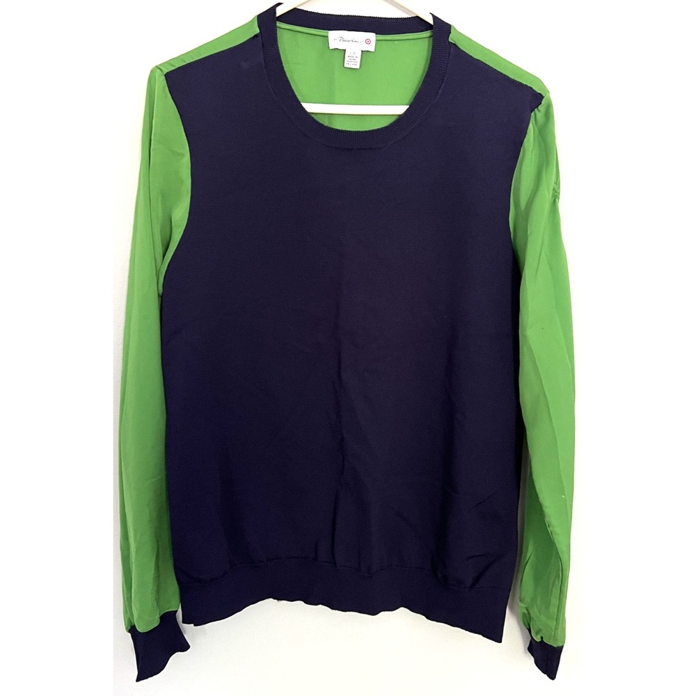 3.1‎ Phillip Lim for Target Sweater Womens Large Navy Green Mixed Media Pullover
